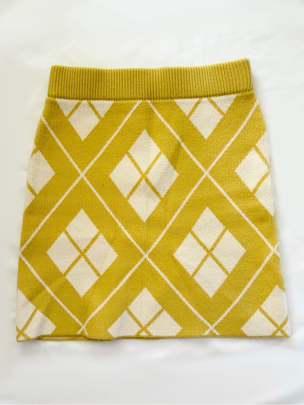 Dollskill Argyle Yellow and White Pencil Skirt